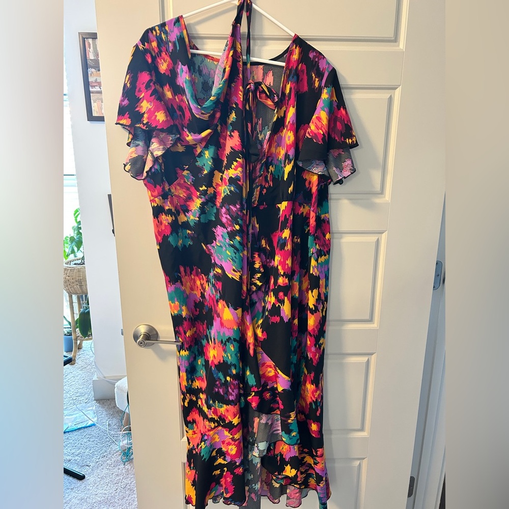 Vibrant Floral Wrap Dress